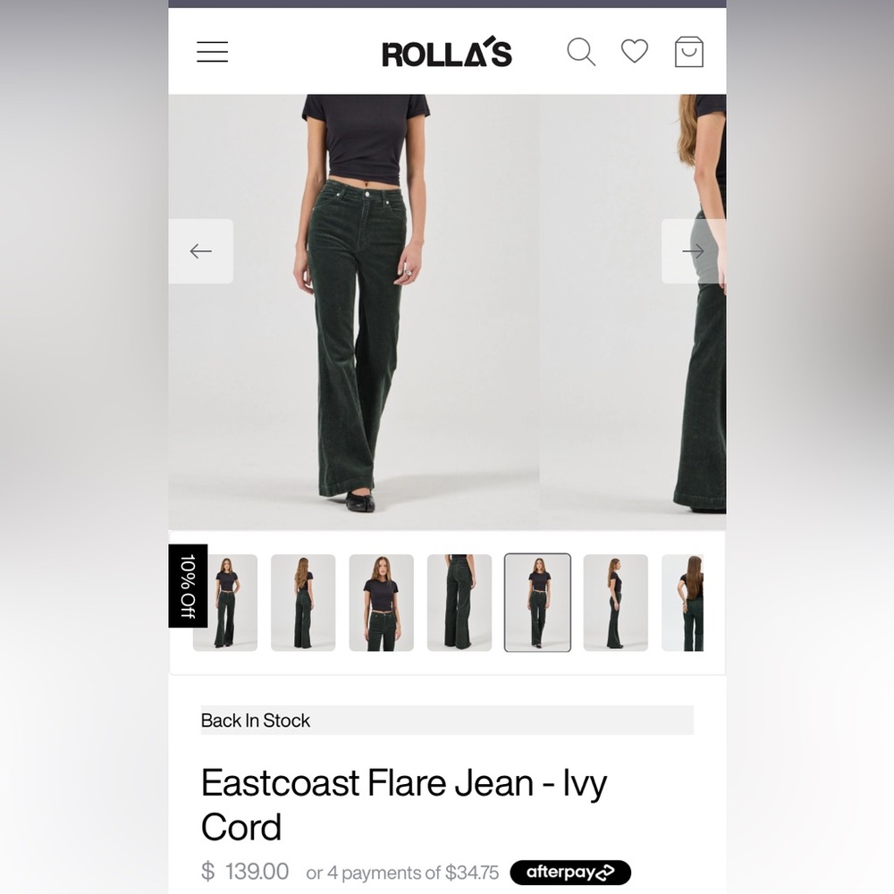 Blue Wide-Leg Corduroy Pants by Rolla’s - Picture 4 of 4